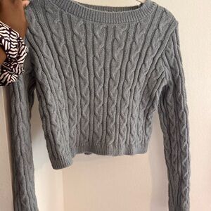 Gray Cable Knit Women's Sweater